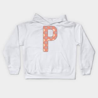 MONOGRAM LETTER P PINK FLORAL TYPOGRAPHY DESIGN Kids Hoodie